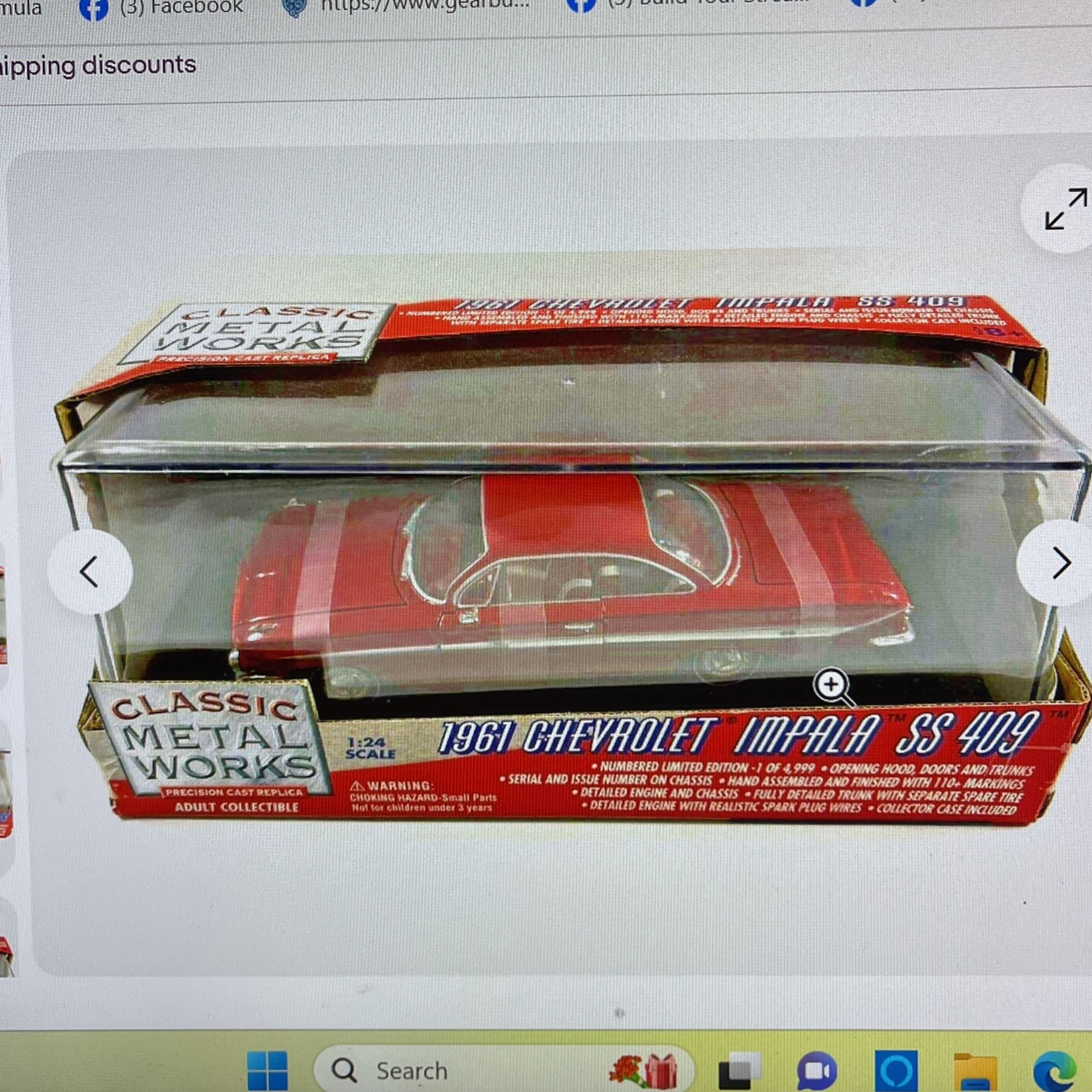 Classic Metal Works 1:24 1961 Chevy Impala SS 409 Red