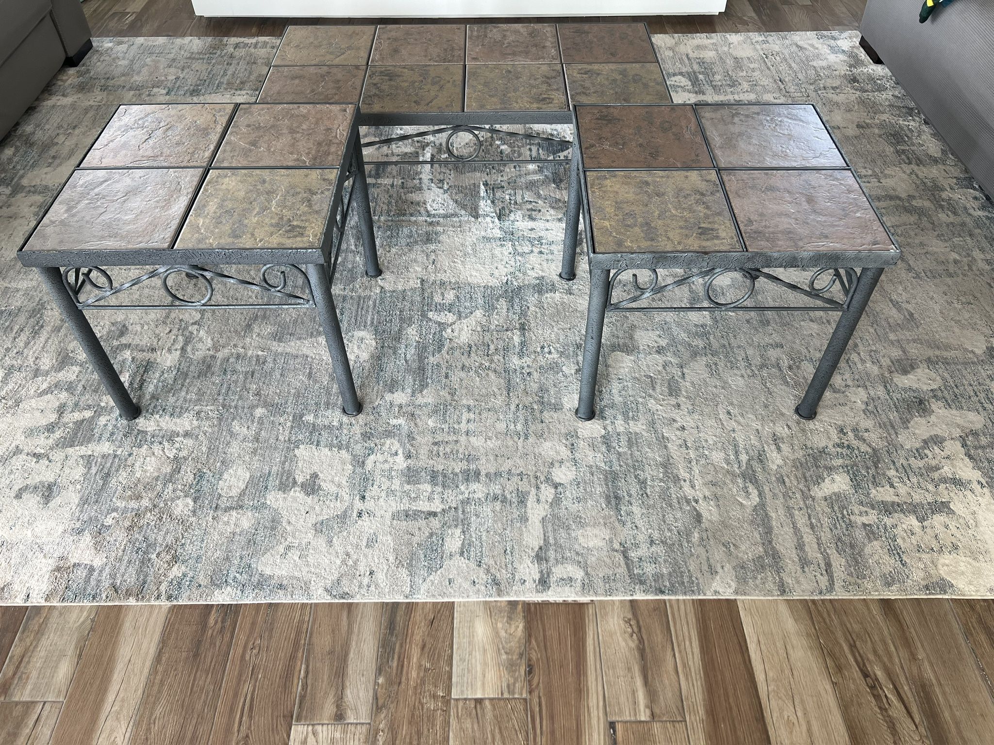 Wrought Iron Coffee Table and two End Tables