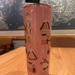 Starbucks Holiday 2025 Pink Leaves Sip Or Straw Lid 24 Oz Hot/Cold Cup Tumbler