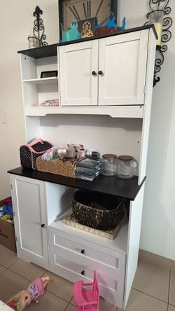 Armario de almacenamiento de despensa de cocina, gabinete de buffet independiente con soporte para copas de vino y 2 cajones, despensa de alimentos co