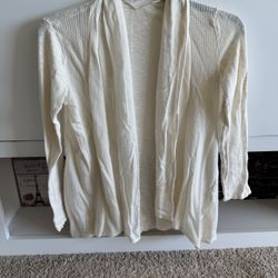 Cream Sweater Cardigan for Women - Long Sleeves, Size M