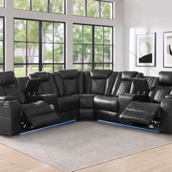 ✨BLACK POWER RECLINER WITH SPEAKERS , LED LIGHTS, POWER HEADRESTS