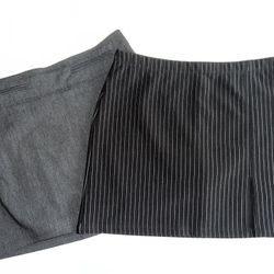 Gray & Black Striped Asymmetrical Pencil Skirt Mini Length