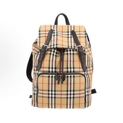 Burberry Plaid Printed Fabric Backpack(42)60