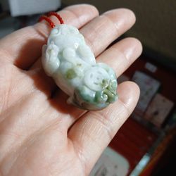 Cẻtofied Genuine Green Jade Jadeist Byrma Pixiu Coin Pdnt Rope Necklace 