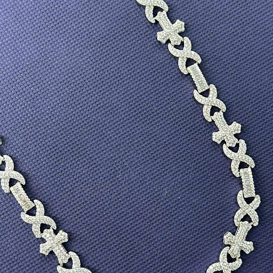 Sterling Silver Moissanite Cross Infinity Chain