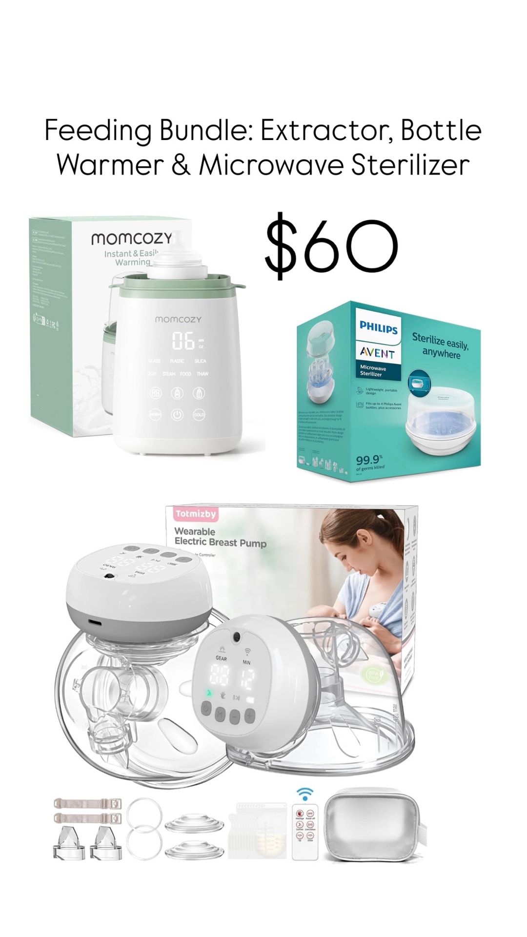 Feeding Bundle - Extractor, Bottle Warmer & Microwave Sterilizer