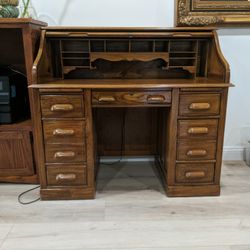Antique Solid Oak Roll Top Desk