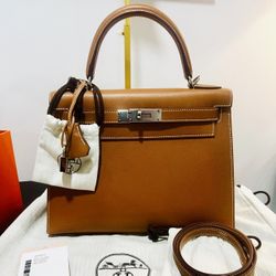 Hermes Kelly 28 Sellier In Color Gold Madame palladium Hardware