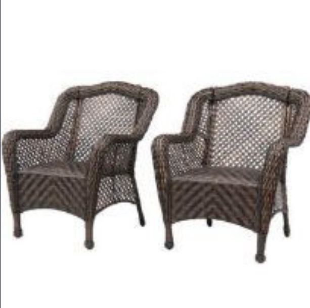 Brand New Set Of 2 Patio Chairs With Built In Cushions In The Box Unbuilt