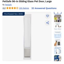 Brand New- PetSafe 96inch large sliding glass pet door