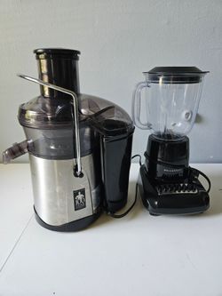 Jack LaLanne Fusion Juicer and a Bella Basics 10-speed blender in black.