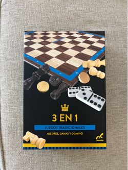 3-in-1 Chess, Checkers & Dominoes Game Set – Complete