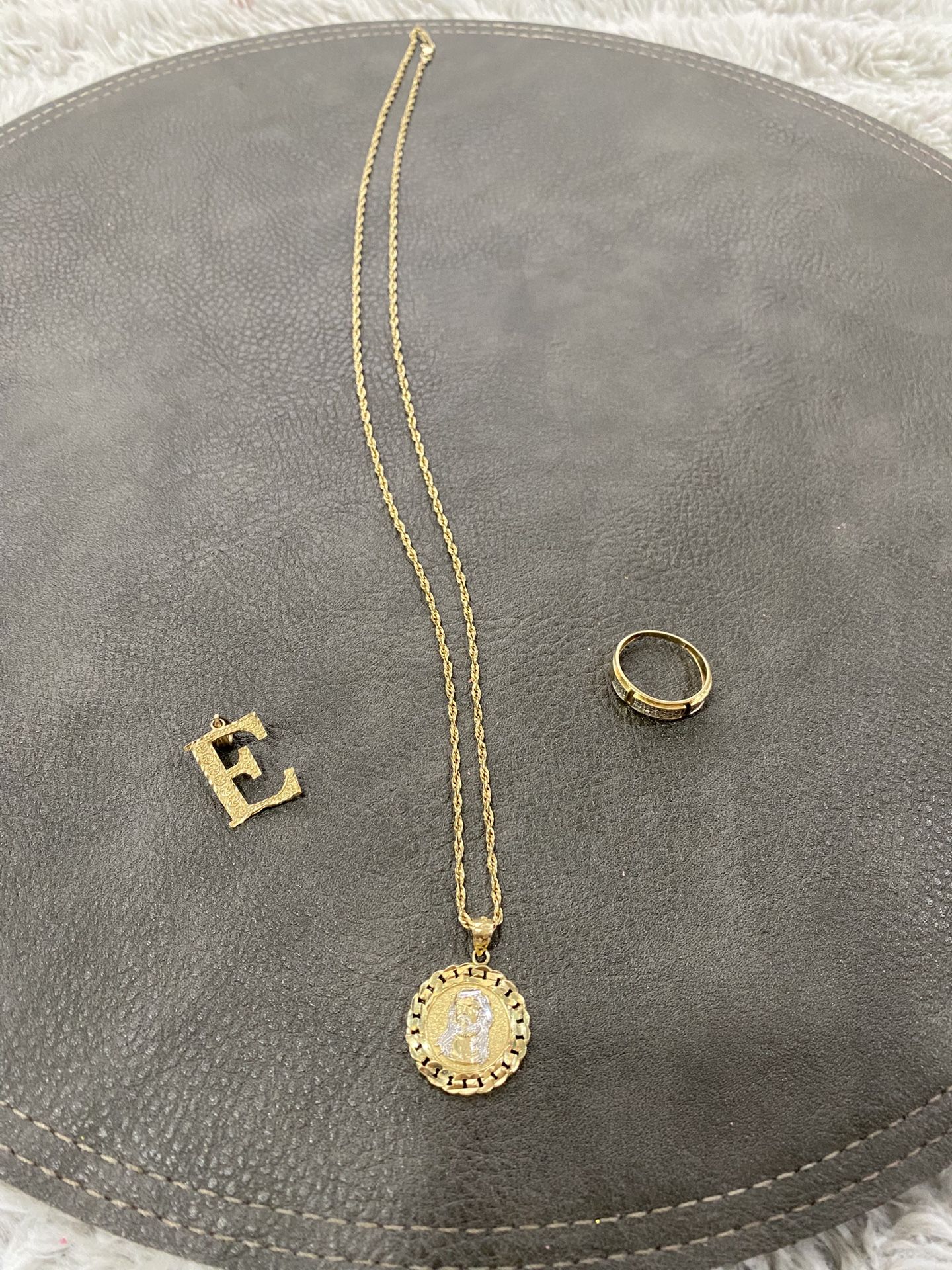 Solid Rope Necklace- Diamond Ring - And Extra Pendant