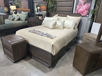 Dark Wood Platform Bed Frame 4 Pc
