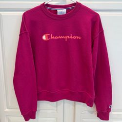 Champion Women’s XS Crewneck Sweatshirt Fuchsia Pink Powerblend Fleece Logo
