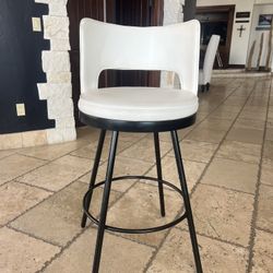 White Leather Swivel Stool (O.B.O)