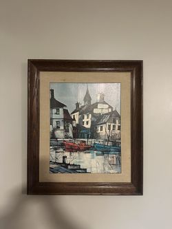 Mid Century Textured Print on Fiberboard