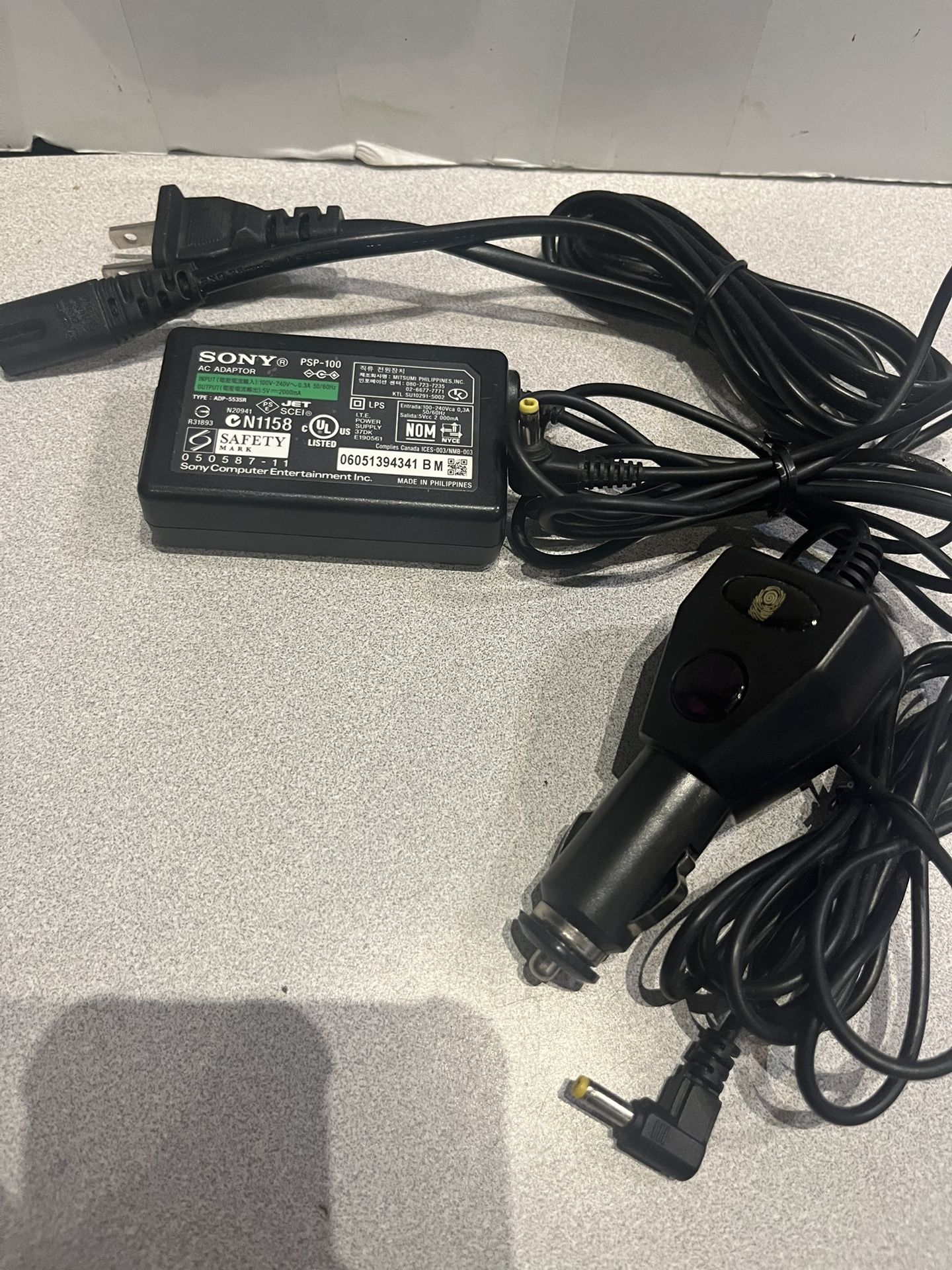Sony PSP AC Adapter Wall power charger for Sony PSP 1000 2000 3000 Original Sony + Car charger