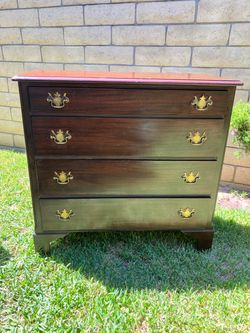 Antique Mahogany 4-Drawer Dresser with Brass Hardware