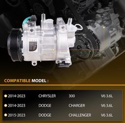 New AC Compressor kit  2014-2023 Chrysler 300, Dodge Charger & 2015-2023 Challenger V6 3.6L