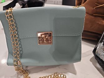 Teal Crossbody Bag Gold Chain Strap