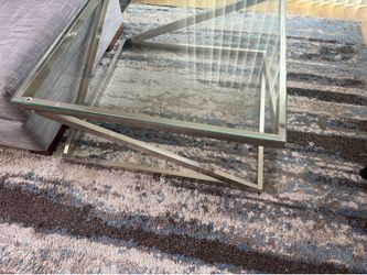 Glass and metal coffee table