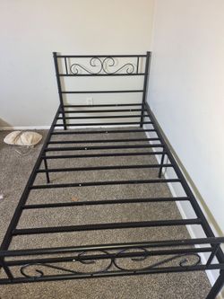 Black metal twin size bed frame