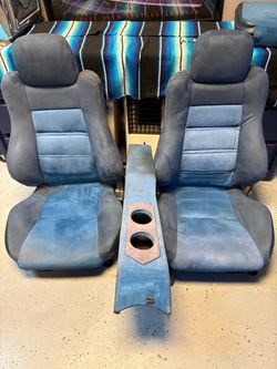 Blue Suede Car Seats with Center Console