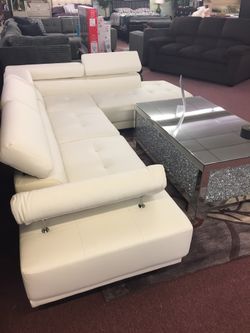 💥Warehouse Special!💥 Brand New Faux Leather White Sectional! $50 Down Takes It Home Today!
