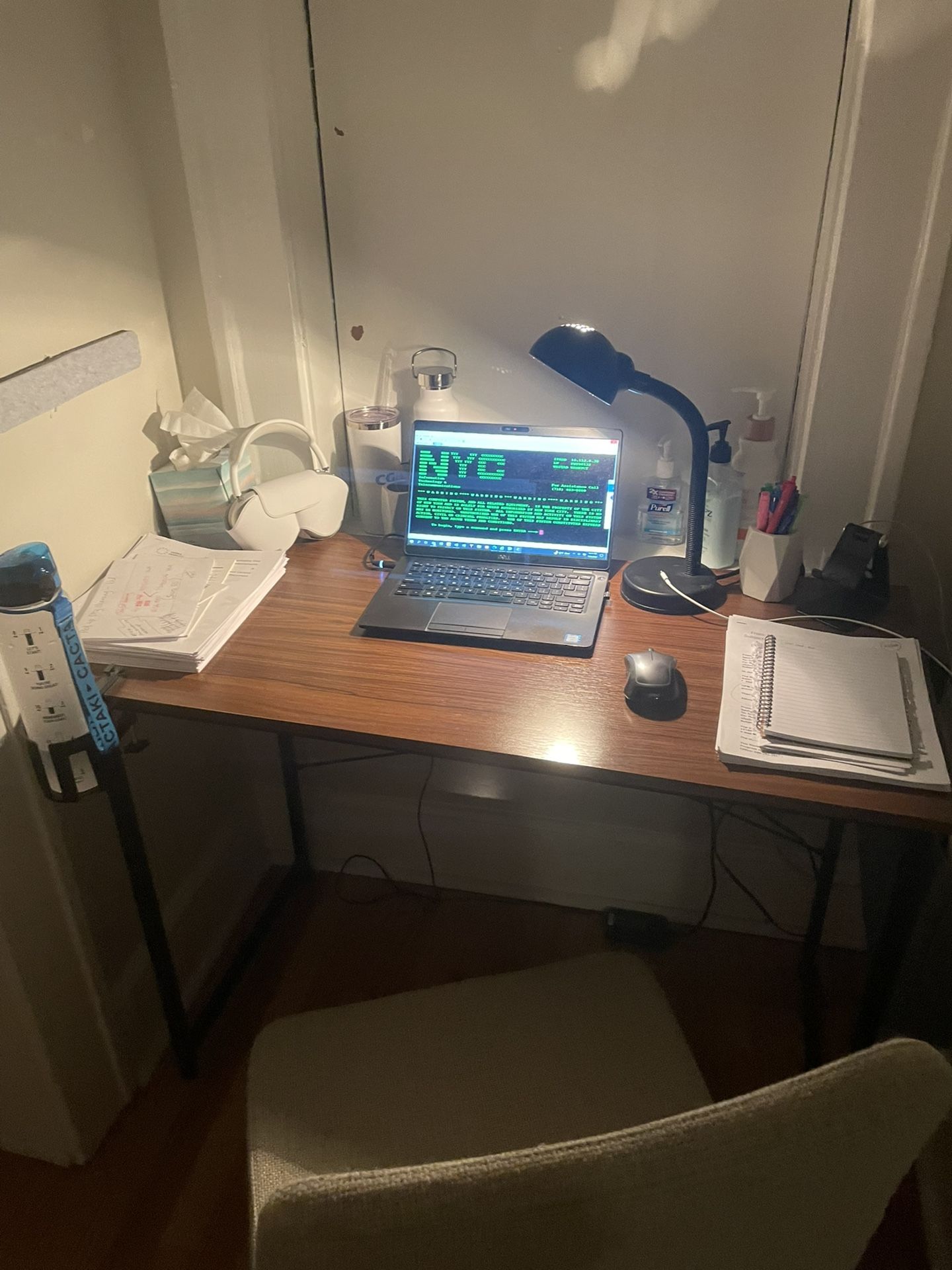 Wood and Metal Desk With Desk Chair