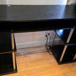 Slim Black Desk + FREE side table