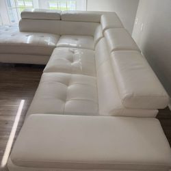 WHITE SECTIONAL w/ Adjustable Headrests 🛋️ 🤍 FAST DELIVERY!🚚 