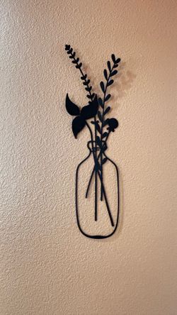 Three (3) Thin Metal Floral Wall Art