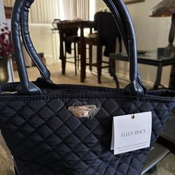 Ellen Tracy  Black Quilted Tote  Bag . Brand New 14 W X 10 H 