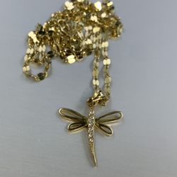 14k Dragon Fly Necklace