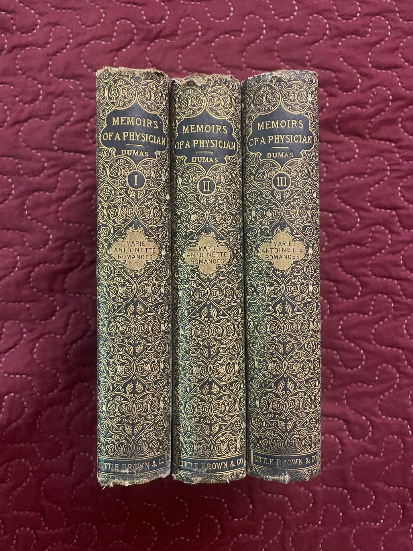 MEMOIRS OF A PHYSICIAN Complete Vols. 1-3: Alexandre Dumas, 1890 Gold Gilt Cover
