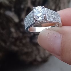 Elegant Silver Engagement Or Promise Ring Size 5 & 7