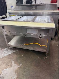 steam table 3 pan gas warmer mesa caliente de gas