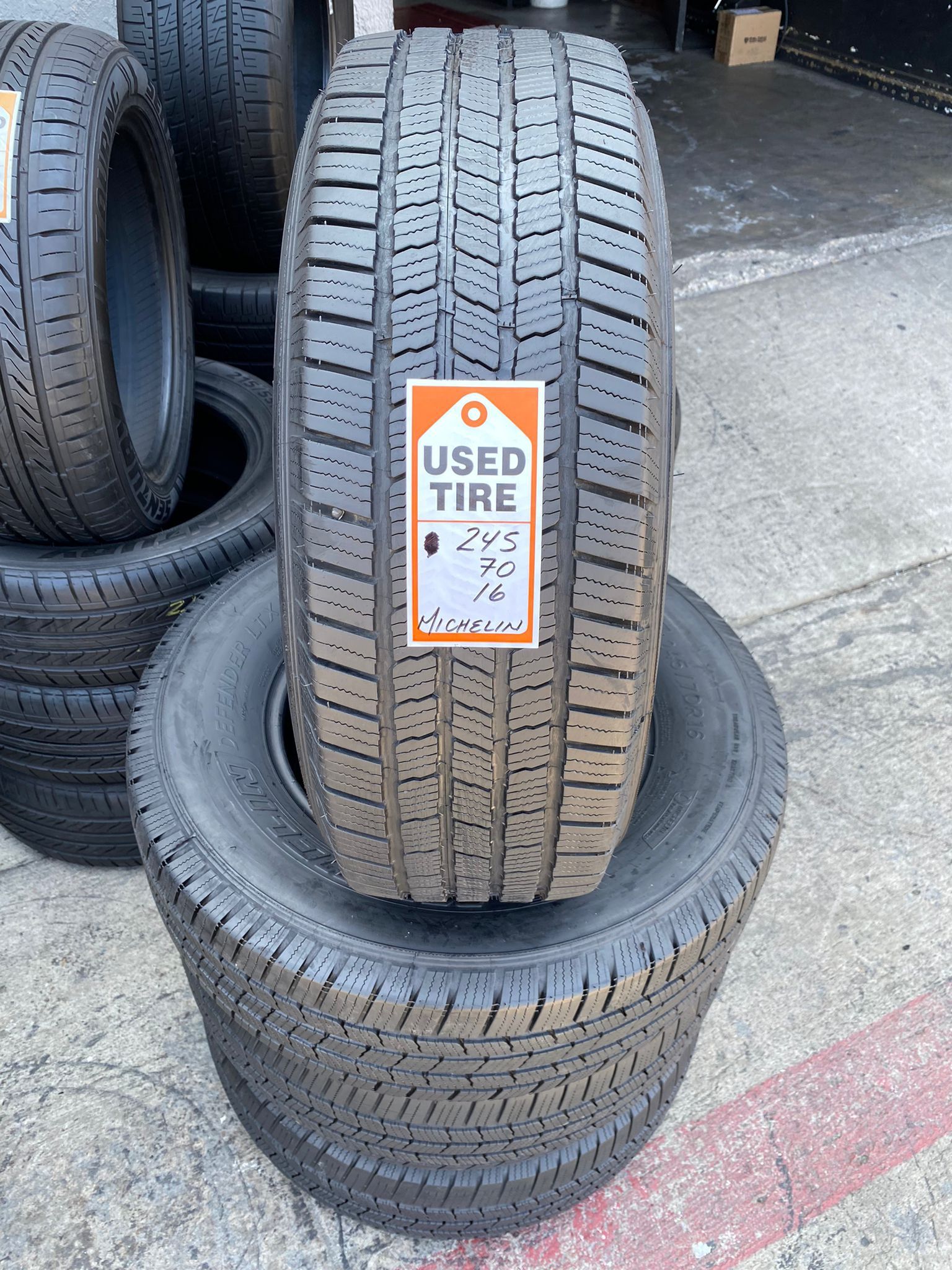 245-70-16 Michelin Defender Full Used Tire Set $230 Free Mounting and Balancing