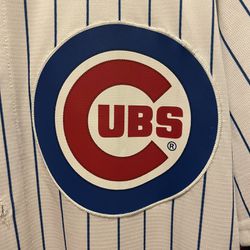 Chicago Cubs Majestic Cool Base White W/Blue Pin Stripes Baseball Jersey