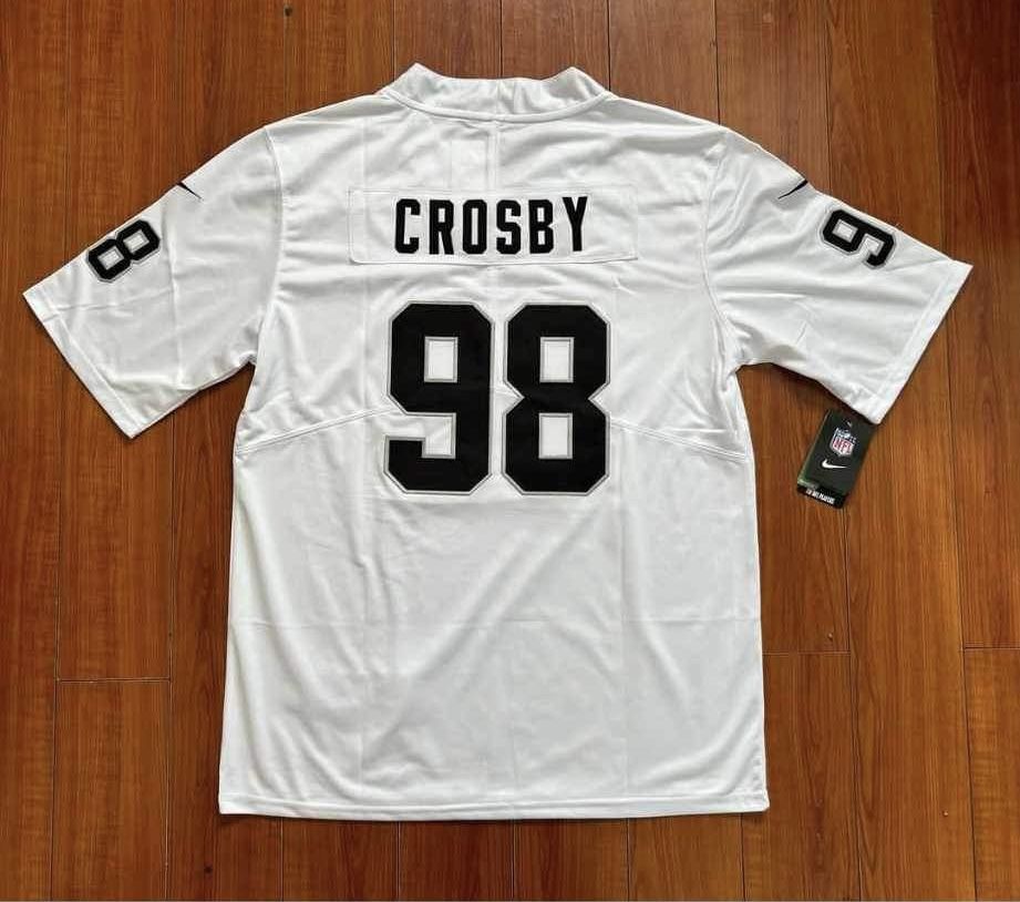 Raiders Stitched Jersey White And Black For Maxx Crosby #98 New With Tags Available All Sizes  Men - Women - Kids 