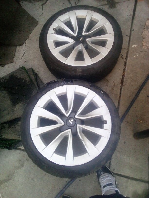 2 19 Inch Tesla Rims Excellent Condition Tires Bad But Rims Good $100