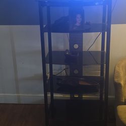 Five Layer Black Glass Entaintment Satnd