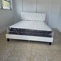 Queen Size Bed Frame With MATTRESS NEW BEDROOM FURNITURE SET 