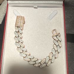 Men Diamond Cuban Curb “Silver Rose gold” 