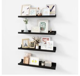 Black Floating Wall Shelves Set of 4
