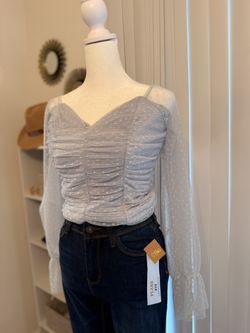 blue blouse with transparent sleeves