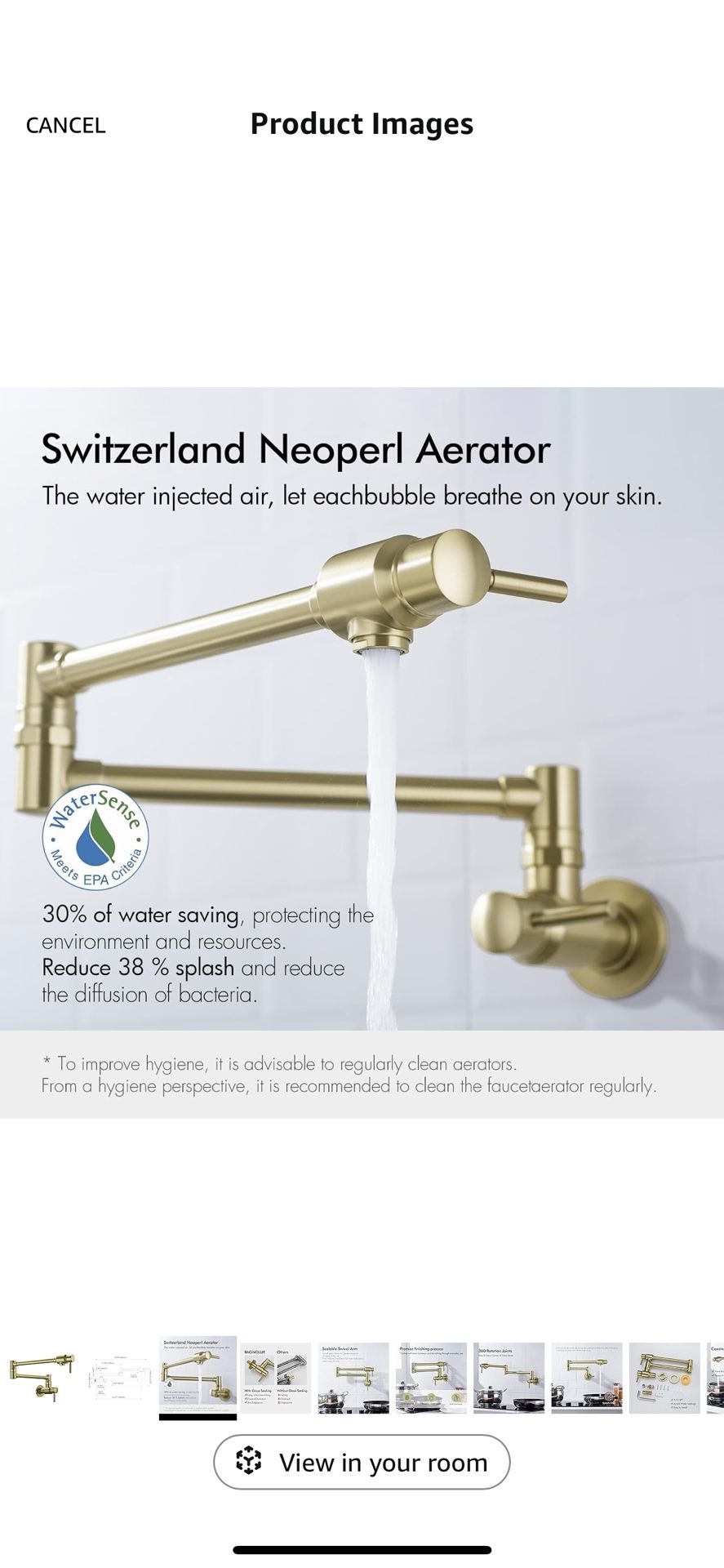 BAGNOLUX Brushed Gold Pot Filler Faucet 