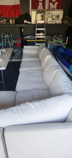 Large White Fabric Sectional Sofa
